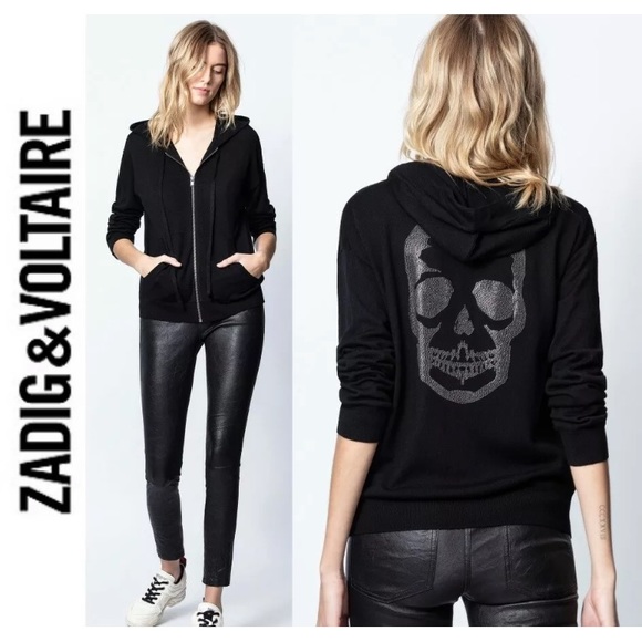 Zadig Voltaire Zip Wool Hoodie Cardigan 